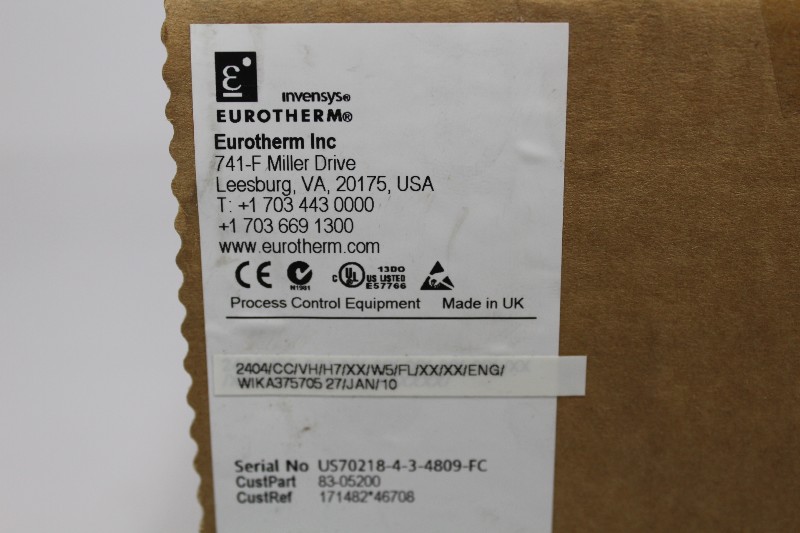 EUROTHERM 2404/CC/VH/H7/XX/W5/DL/XX/XX/ENG/WIKA37570527/JAN/10 N