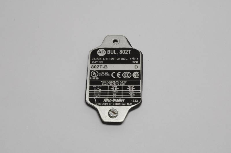 ALLEN-BRADLEY 802T-B SER D FRONT FACE NSNBC01 - SOLENOID VALVE